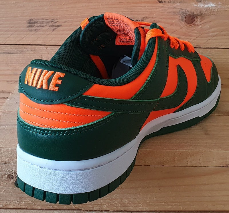 Nike Dunk Low Miami Hurricanes Leather Trainers UK10.5/US11.5/E45.5 Green/Orange