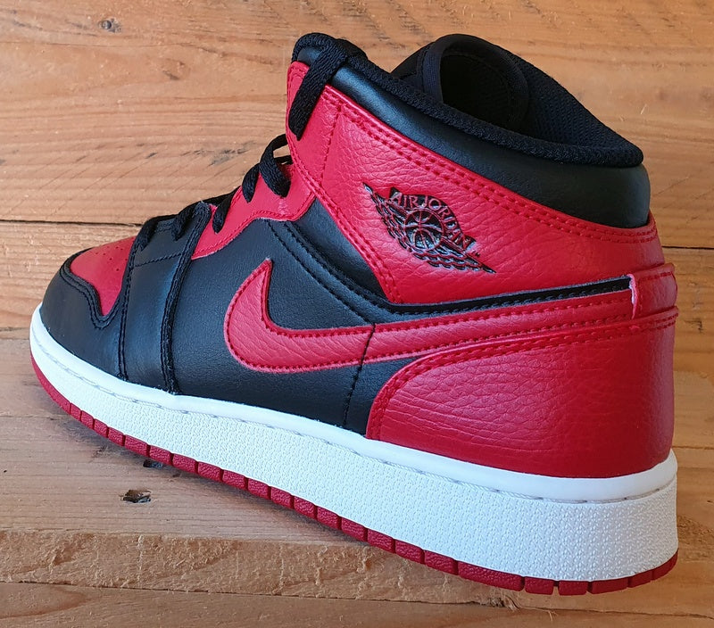 Nike Air Jordan 1 Mid Banned GS Trainers UK6/US6.5Y/EU39 554725-074 Bred