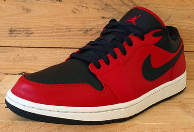 Nike Jordan 1 Low Leather Trainers UK10.5/US11.5/EU45.5 553558-605 Gym Red/Black