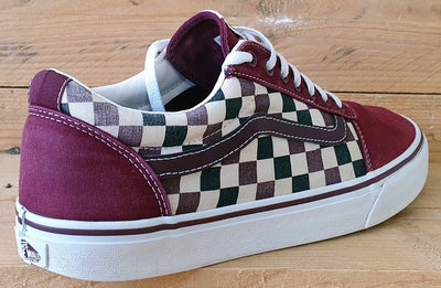 Vans Off The Wall Canvas Trainers UK9.5/US10.5/EU44 500714 Burgundy Checkerboard