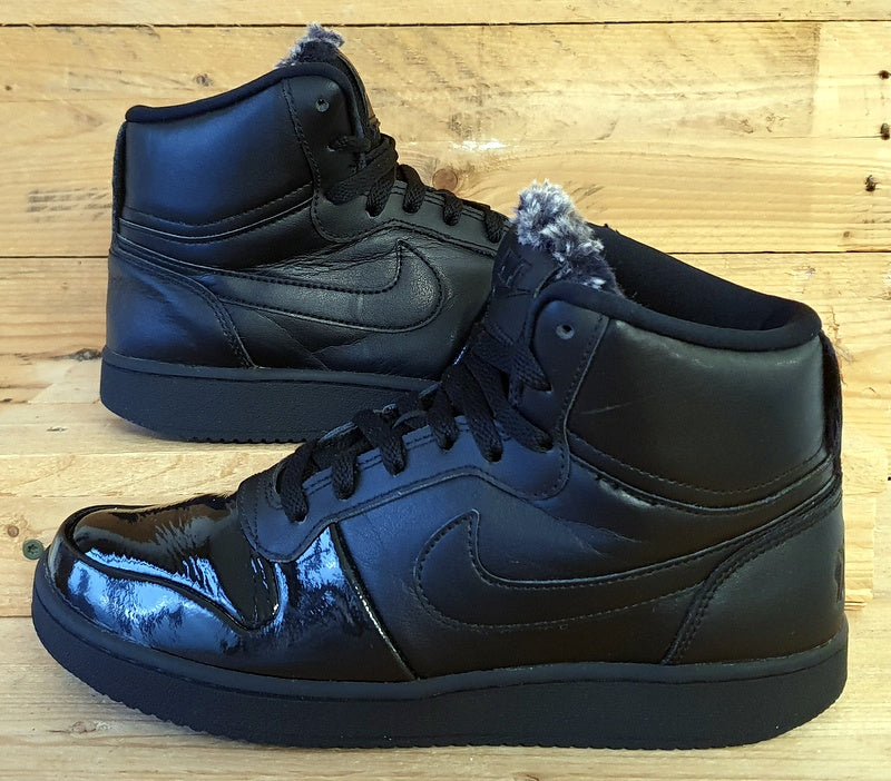 Nike Court Borough Mid Leather Trainers UK6/US8.5/EU40 AQ1769-001 Triple Black