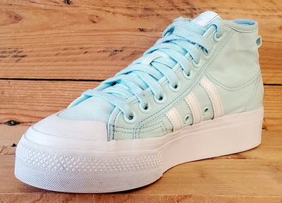 Adidas Nizza Platform Mid Canvas Trainers UK6/US7.5/EU39 H02700 Green/White