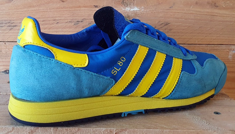 Adidas Originals SL 80 Suede/Textile Trainers UK9/US9.5/EU43 FV4029 Blue/Yellow