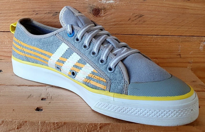 Adidas Nizza Low Canvas Trainers UK8/US8.5/EU42 G03233 Grey/Yellow/Orange