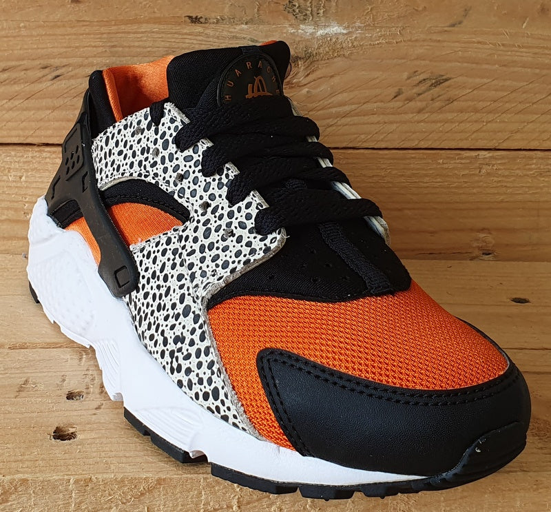 Nike Air huarache Run Safari Trainers UK4.5/US5Y/EU37.5 820341-100 Black/Orange