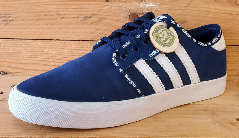 Adidas Seeley Low Suede Trainers UK9/US9.5/EU43 BB8459 Navy Blue/White
