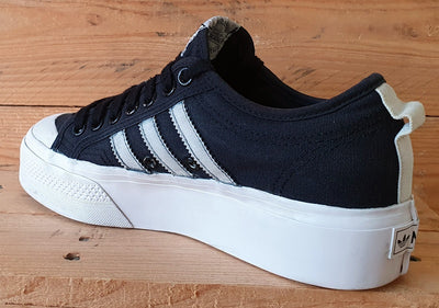 Adidas Original Nizza Low Canvas Trainers UK7/US8.5/EU40.5 FV5321 Black/White