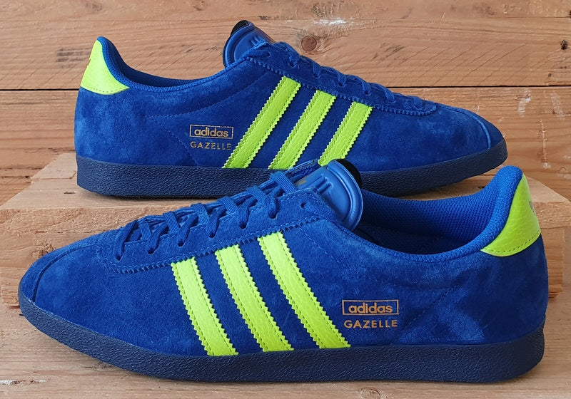 Adidas Gazelle Low Suede Trainers UK9/US9.5/EU43 FZ2686 Blue/Volt Yellow