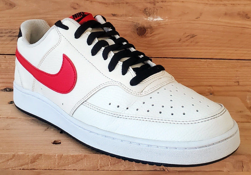 Nike Court Vision Low Leather Trainers UK10/US11/EU45 DH2987-102 Cream/Red