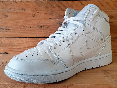 Nike Air Jordan 1 Mid Leather Trainers UK9/US10/EU44 554724-136 Triple White