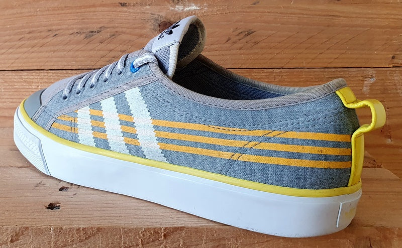 Adidas Nizza Low Canvas Trainers UK8/US8.5/EU42 G03233 Grey/Yellow/Orange