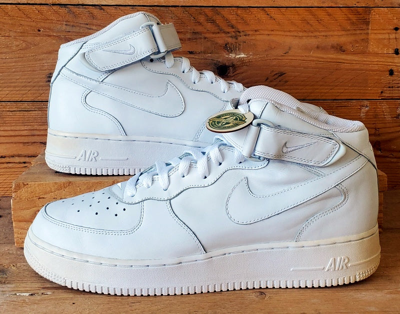 Nike Air Force 1 Mid Leather Trainers UK9.5/US10.5/E44.5 306352-113 Triple White