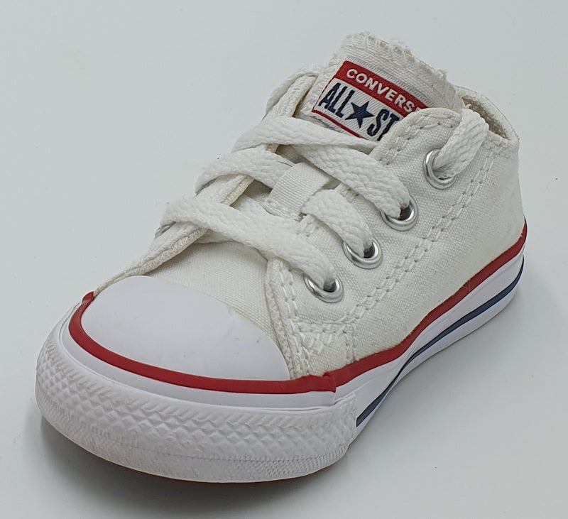 Converse All Star Chuck Taylor Low Kids Trainers 7J256C Ox White/Red UK4/US4/E20
