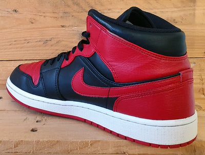 Nike Air Jordan 1 Mid Banned Leather Trainers UK8.5/US9.5/EU43 554724-074 Bred