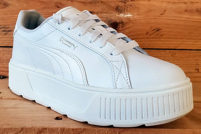 Puma Karmen Platform Low Leather Trainers UK6.5/US9/EU40 384615-01 Triple White