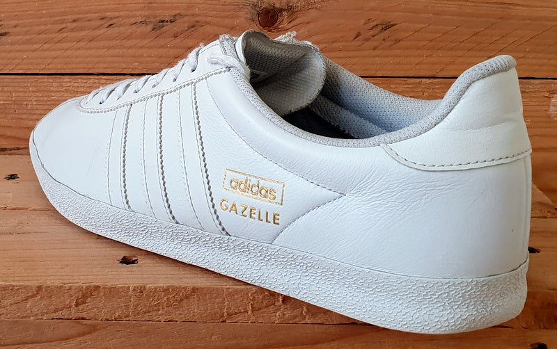 Adidas Gazelle Low Leather Trainers UK10/US10.5/EU44.5 B25214 White/Gold