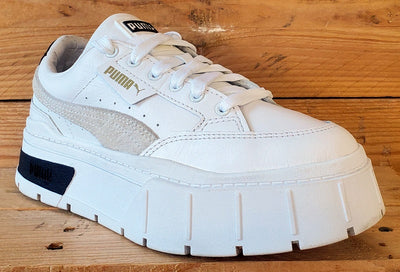 Puma Mayze Stack Low Leather Trainers UK4.5/US7/EU37.5 384363-01 White
