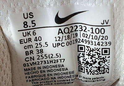 Nike Ebernon Premium Low Leather Trainers UK6/US8.5/EU40 AQ2232-100 White/Pink