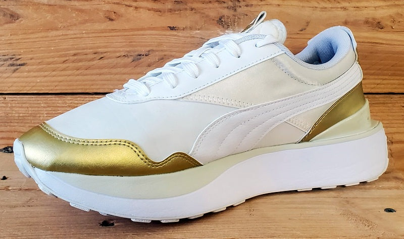 Puma Cruise Rider Low Textile Trainers UK6.5/US9/EU40 380500-01 White/Team Gold