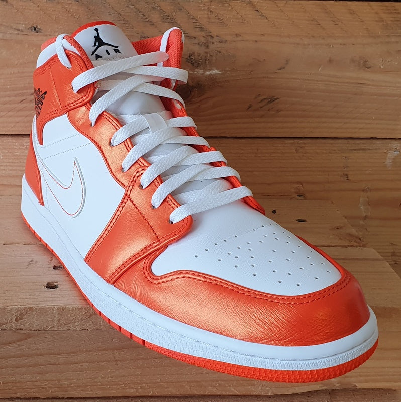 Nike Air Jordan 1 Mid Leather Trainers UK11/US12/EU46 DM3531-800 Metallic Orange