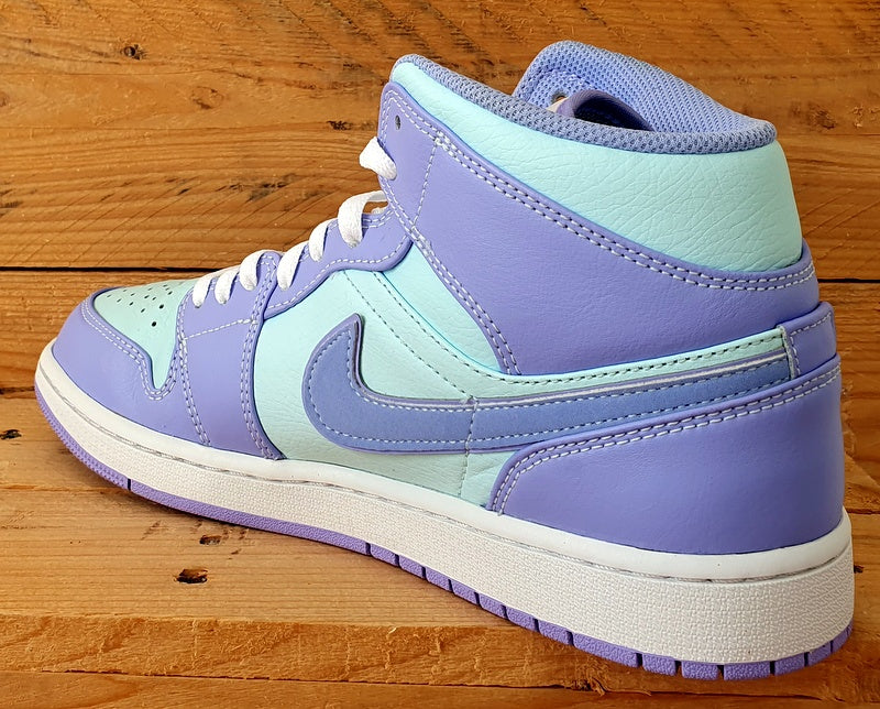 Nike Air Jordan 1 Mid Leather Trainers UK8.5/US9.5/EU43 554724-500 Purple Aqua