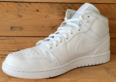 Nike Air Jordan 1 Mid Leather Trainers UK11/US12/EU46 554724-130 Triple White