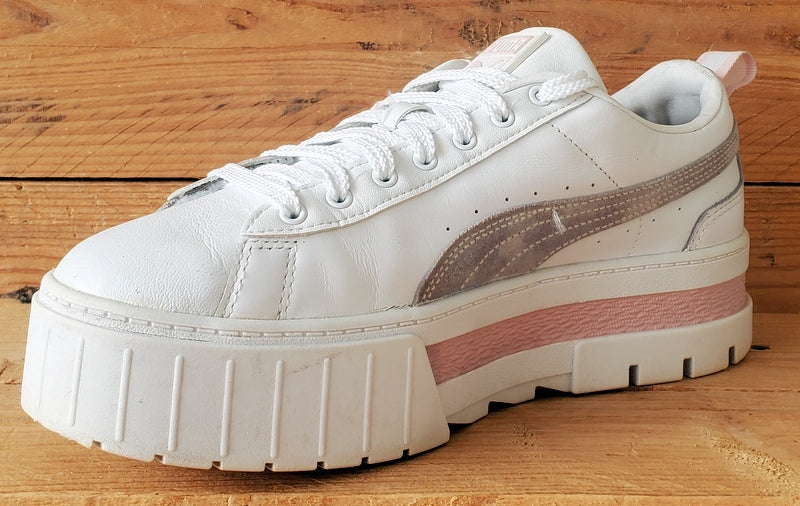 Puma Mayze Platform Low Leather Trainers UK7/US9.5/EU40.5 381983-08 White