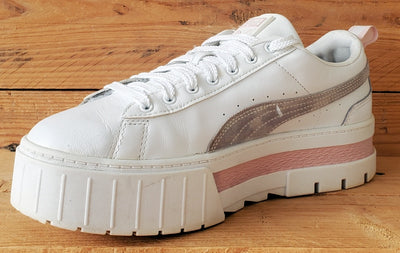 Puma Mayze Platform Low Leather Trainers UK7/US9.5/EU40.5 381983-08 White