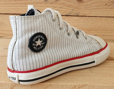 Converse All Star Mid Canvas Kids Trainers UK9/US9/EU25 707523 White Stripe