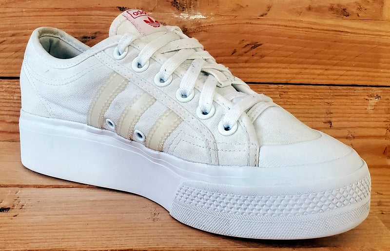 Adidas Nizza Platform Low Canvas Trainers UK6/US7.5/EU39 FX9179 White/Red