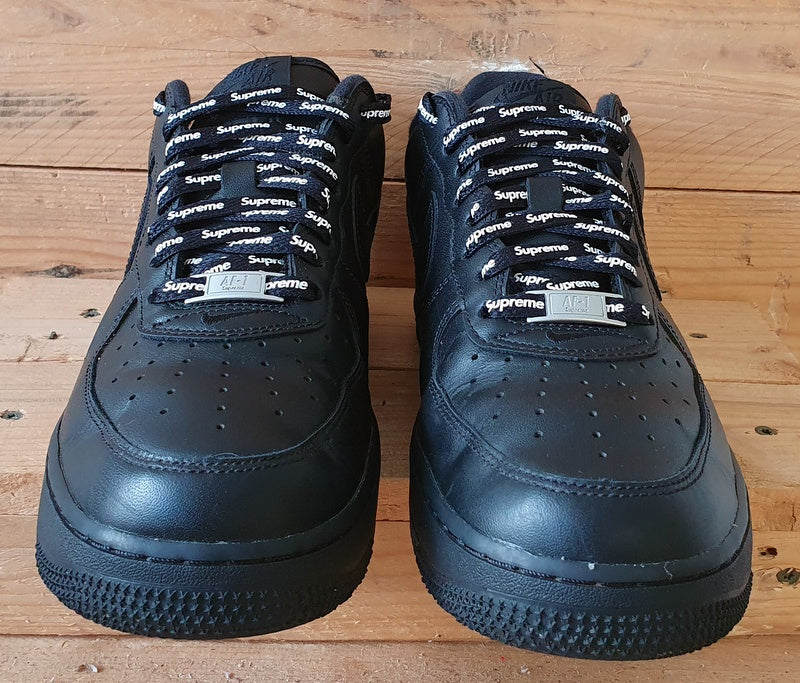 Nike Air Force 1 Low Supreme Leather Trainers UK7/US8/EU41 CU9225-001 Black