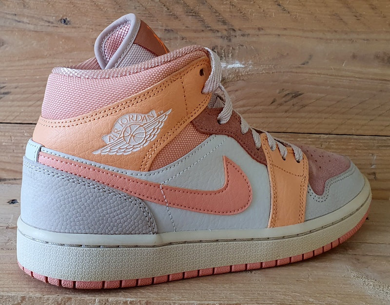 Nike Jordan 1 Mid Leather/Suede Trainers UK5.5/US8/E39 DH4270-800 Apricot Orange