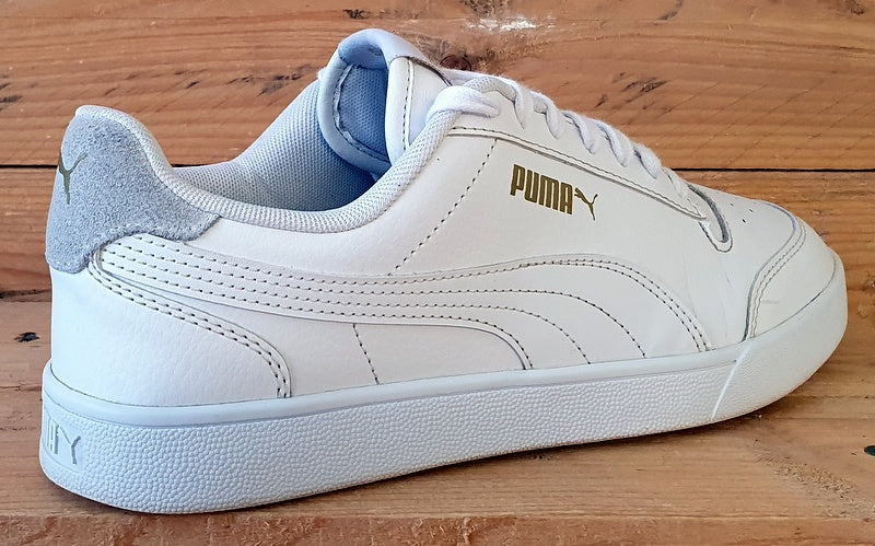 Puma Shuffle Low Leather Trainers UK7/US8/EU40.5 309668-08 White/Gold