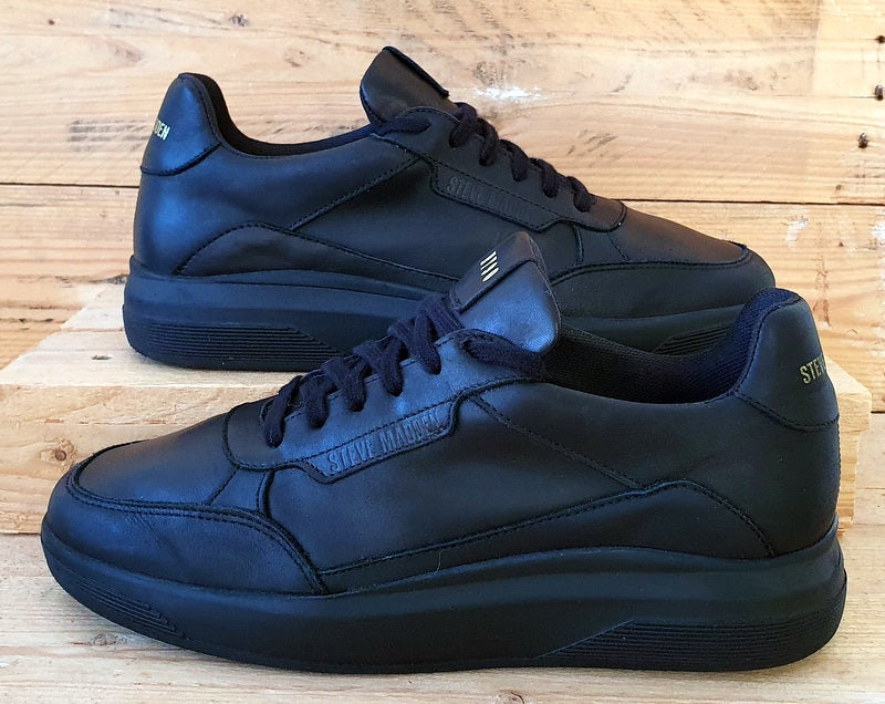 Steve Madden NY90 Low Leather Trainers UK7/US8/EU41 Triple Black Gold