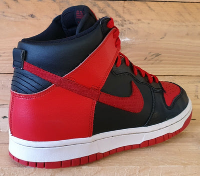 Nike Dunk High GS Leather Trainers UK6/US6.5Y/EU39 308319-029 Black/Red