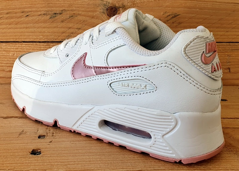 Nike Air Max 90 Low GS Trainers UK2/US2.5Y/EU34 CD6867-115 White Pink Glaze