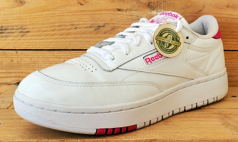 Reebok Club C Double Low Leather Trainers UK7/US9.5/EU40.5 FY1074 White/Pink