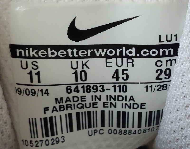 Nike Priority Mid Leather Trainers UK10/US11/EU45 641893-110 Triple White