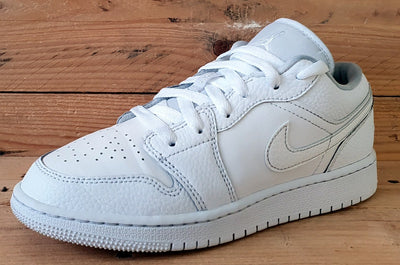 Nike Air Jordan 1 Low Leather Trainers UK4/US4.5Y/EU36.5 553560-130 Triple White