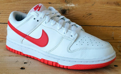 Nike Dunk Retro Low Leather Trainers UK6/US6.5/EU39 DV0831-103 White/Picante Red