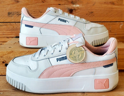 Puma Carina Low Leather Trainers UK4/US5/EU37 393846-04 White/Pink/Grey