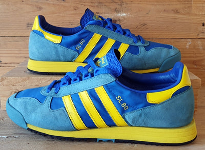 Adidas Originals SL 80 Suede/Textile Trainers UK9/US9.5/EU43 FV4029 Blue/Yellow