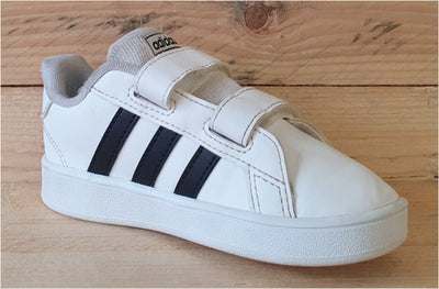Adidas Grand Court 2.0 Leather Kids Trainers UK8.5K/US9K/EU26 EF0118 White/Black
