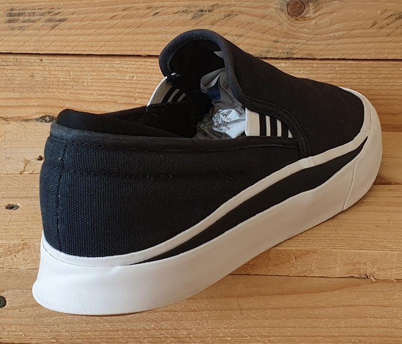 Adidas Sabalo Slip On Low Canvas Trainers UK9/US9.5/EU43 EE6130 Blacl/White