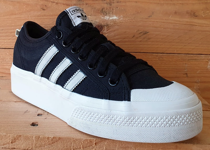 Adidas Original Nizza Low Canvas Trainers UK7/US8.5/EU40.5 FV5321 Black/White