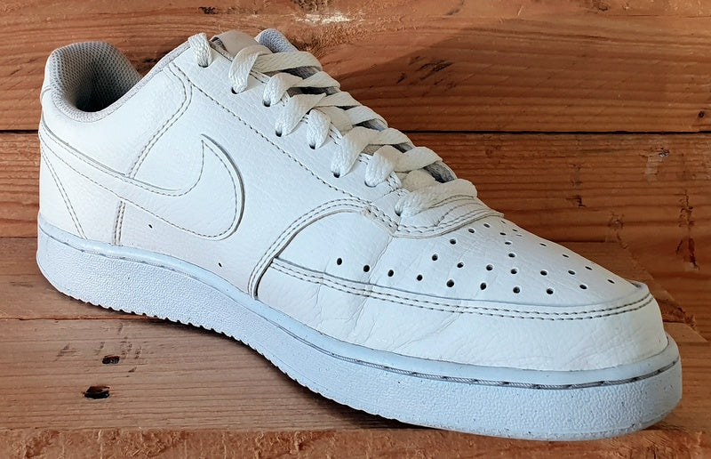 Nike Court Vision Low Leather Trainers UK7/US9.5/EU41 DH3158-100 Triple White