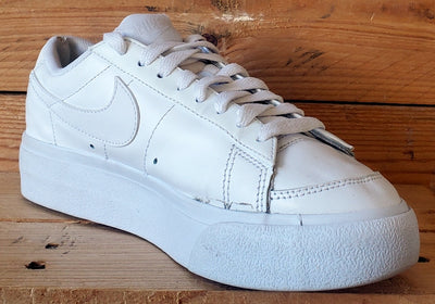 Nike Blazer Platform Low Leather Trainers UK4.5/US7/EU38 DJ0292-100 Triple White