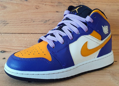 Nike Air Jordan 1 Mid Leather Trainers UK3.5/US4Y/EU36 DQ8423-517 Lakers Purple