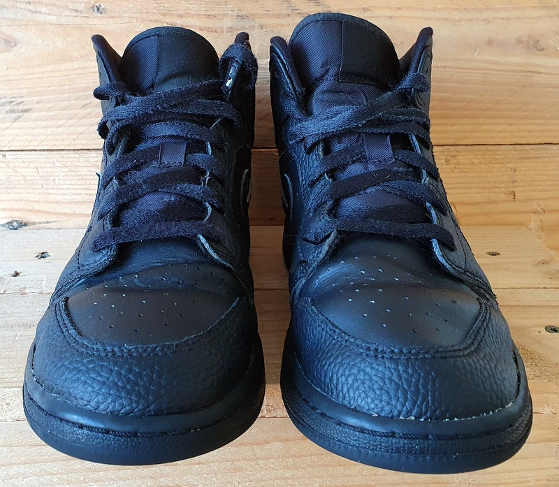 Nike Air Jordan 1 Mid Leather Trainers UK6/US6.5Y/EU39 554725-091 Triple Black