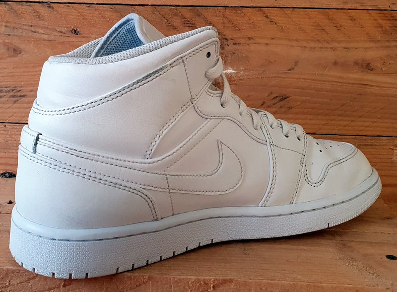 Nike Air Jordan 1 Mid Leather Trainers UK9/US10/EU44 554724-136 Triple White